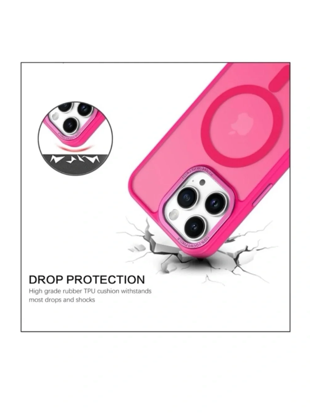 Bentoben iPhone 16 Pro Case with MagSafe - Hot Pink